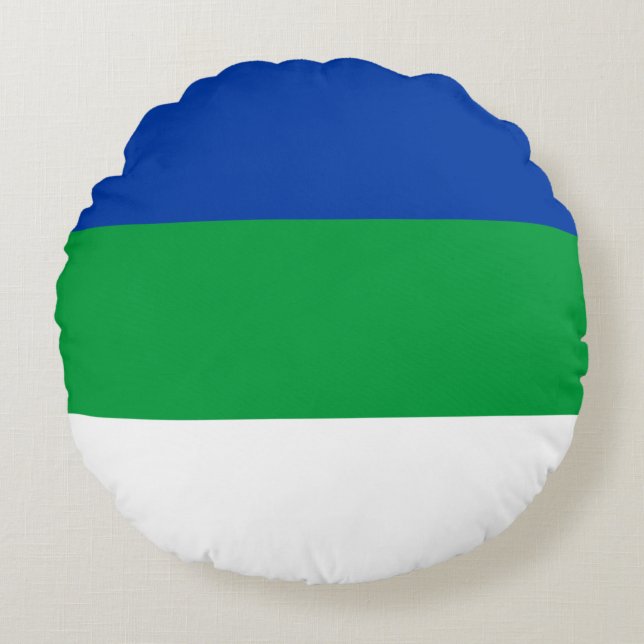 Vlag van Komi Republiek Rond Kussen (Voorkant)