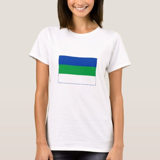 Vlag van Komi Republiek T-shirt (Voorkant)