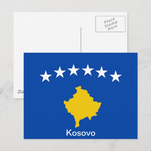 Vlag van Kosovo Briefkaart (Voorkant / Achterkant)