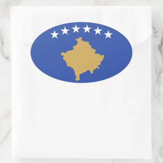 Vlag van Kosovo Ovale Sticker (Tas)
