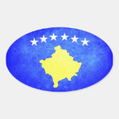 Vlag van Kosovo Ovale Sticker (Voorkant)