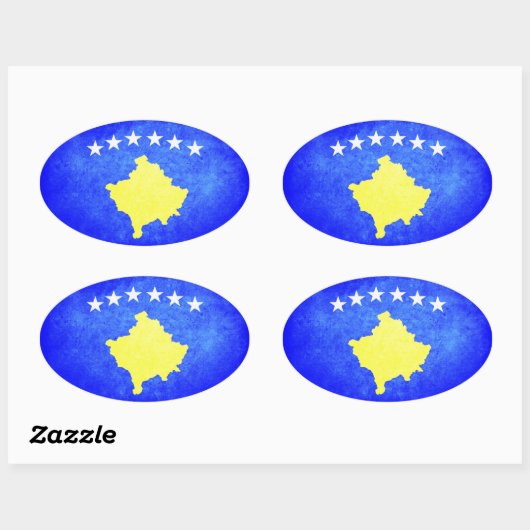 Vlag van Kosovo Ovale Sticker (Vel)