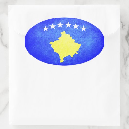 Vlag van Kosovo Ovale Sticker (Tas)