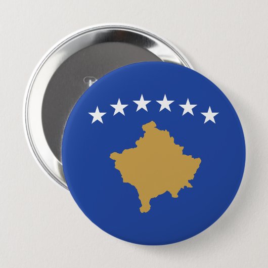 Vlag van Kosovo Ronde Button 4,0 Cm (Voorkant /achterkant)