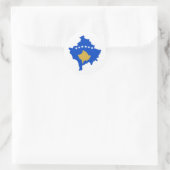 vlag van kosovo - silhouet ronde sticker (Tas)