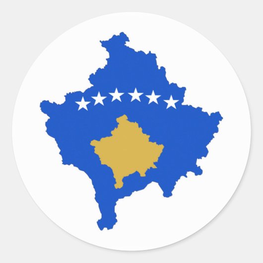 vlag van kosovo - silhouet ronde sticker (Voorkant)