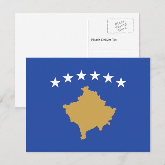 Vlag van Kosovo Vlag van Kosovo Briefkaart (Voorkant / Achterkant)
