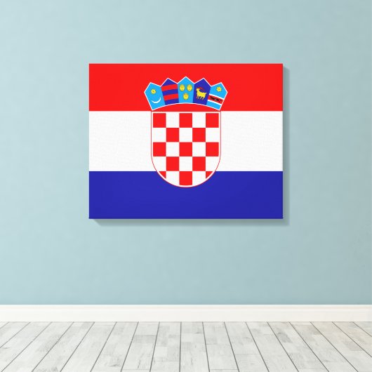 Vlag van Kroatië Canvas Afdruk (Insitu (Houten vloer))