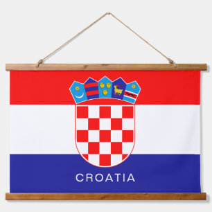 Vlag van Kroatië met aangepaste tekst Hangend Wandkleed