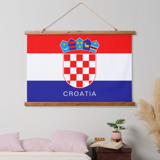 Vlag van Kroatië met aangepaste tekst Hangend Wandkleed (Slaapkamer)