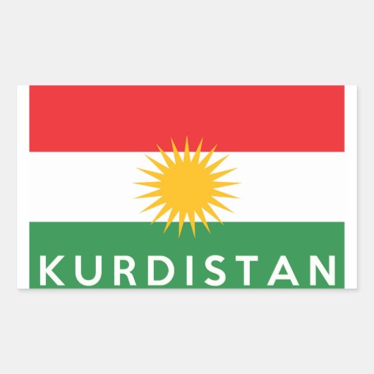 vlag van kurdistan - tekst rechthoekige sticker (Voorkant)