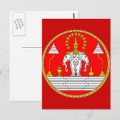 VLAG VAN LAOS DRIE HOOFDELEPHANT BRIEFKAART (Voorkant / Achterkant)