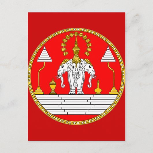 VLAG VAN LAOS DRIE HOOFDELEPHANT BRIEFKAART (Voorkant)