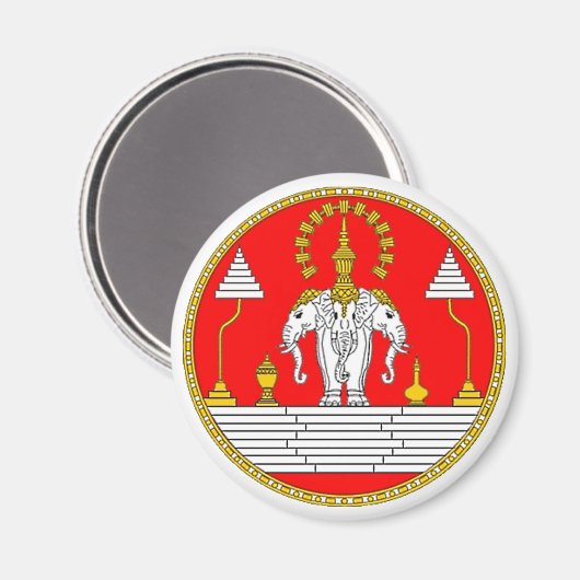 VLAG VAN LAOS DRIE HOOFDELEPHANT MAGNEET (Voorkant / Achterkant)