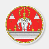 VLAG VAN LAOS DRIE HOOFDELEPHANT MAGNEET (Voorkant)