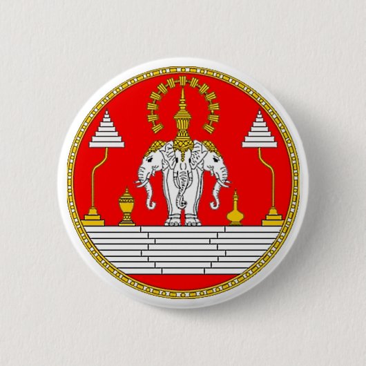 VLAG VAN LAOS DRIE HOOFDELEPHANT RONDE BUTTON 5,7 CM (Voorkant)