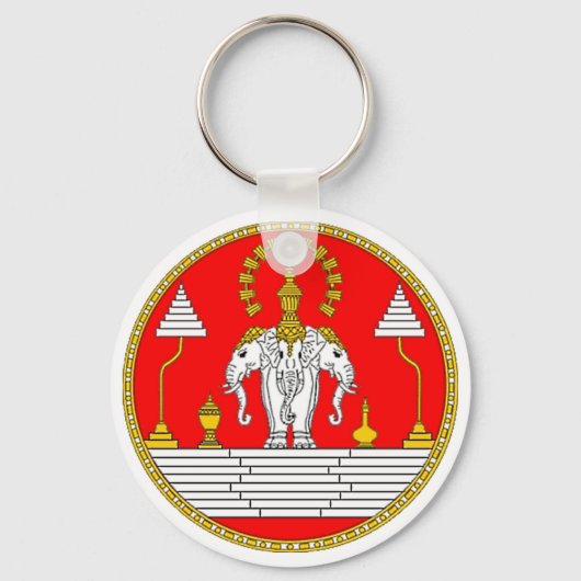 VLAG VAN LAOS DRIE HOOFDELEPHANT SLEUTELHANGER (Voorkant)