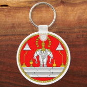 VLAG VAN LAOS DRIE HOOFDELEPHANT SLEUTELHANGER (Voorkant)
