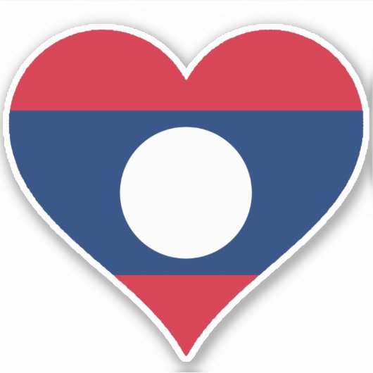 Vlag van Laos Hart Sticker (Voorkant)