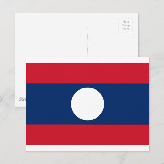 vlag van Laos - Laotiaanse vlag - ທຸ າ ລ າ ງ Briefkaart (Voorkant / Achterkant)