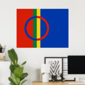 Vlag van Lapland (Kerstmis) (Sami) (Laplander) Poster (Thuiskantoor)