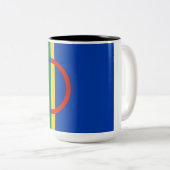 Vlag van Lapland (Kerstmis) (Sami) (Laplander) Tweekleurige Koffiemok (Voorkant rechts)