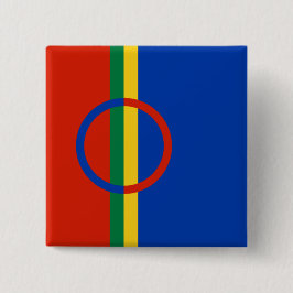 Vlag van Lapland (Kerstmis) (Sami) (Laplander) Vierkante Button 5,1 Cm