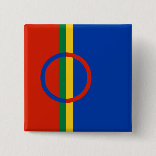 Vlag van Lapland (Kerstmis) (Sami) (Laplander) Vierkante Button 5,1 Cm