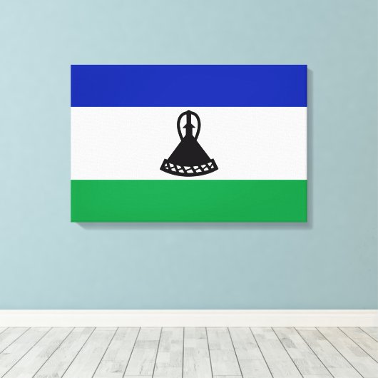 Vlag van Lesotho Canvas Afdruk (Insitu (Houten vloer))