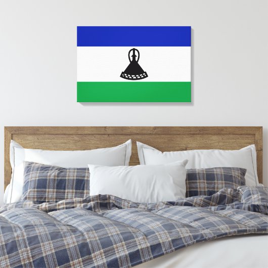 Vlag van Lesotho Canvas Afdruk (Insitu (Slaapkamer))