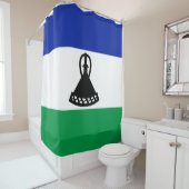Vlag van Lesotho Douchegordijn (In situ)