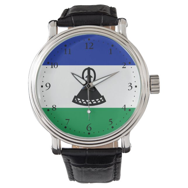 Vlag van Lesotho Horloge (Voorkant)