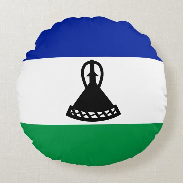 Vlag van Lesotho Rond Kussen (Voorkant)