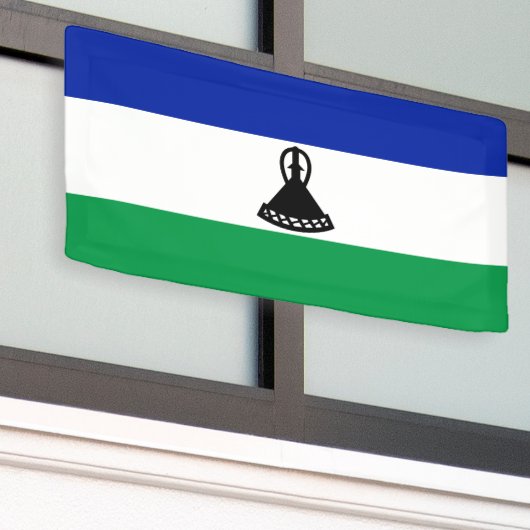 Vlag van Lesotho Spandoek (Buitenkant Gebouw)
