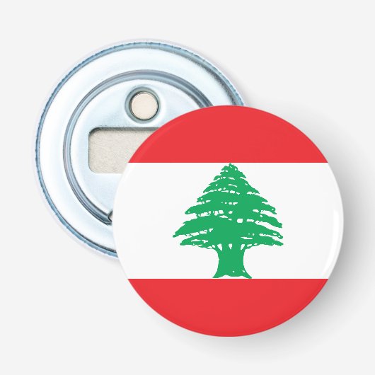 Vlag van Libanon Button Flesopener (Voorkant)