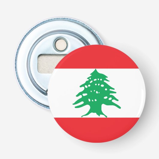 Vlag van Libanon Button Flesopener (Voorkant)