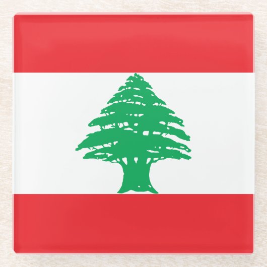 Vlag van Libanon Glazen Onderzetter (Voorkant)