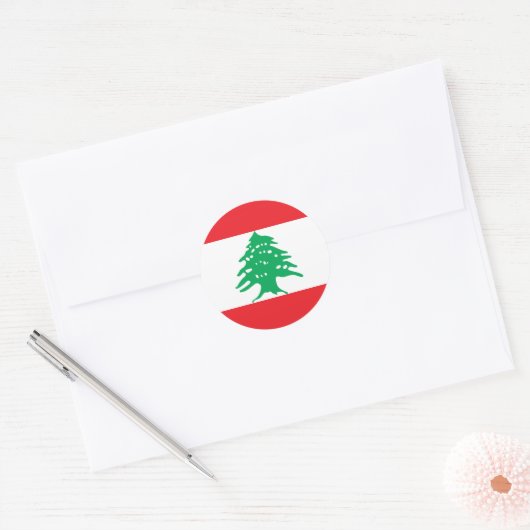 Vlag van Libanon Ronde Sticker (Envelop)