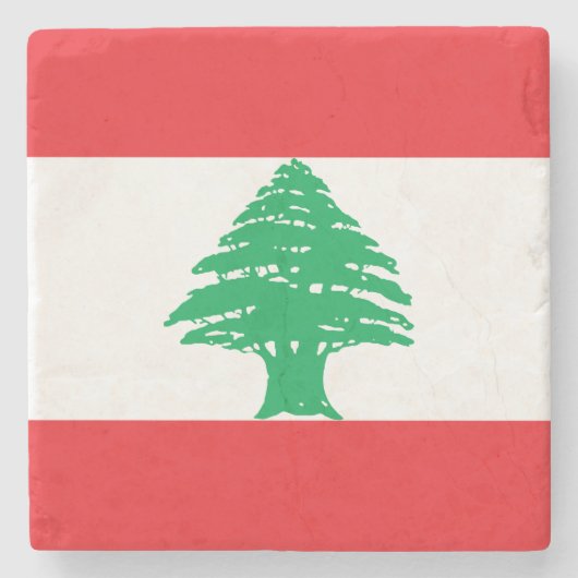 Vlag van Libanon Stenen Onderzetter (Voorkant)