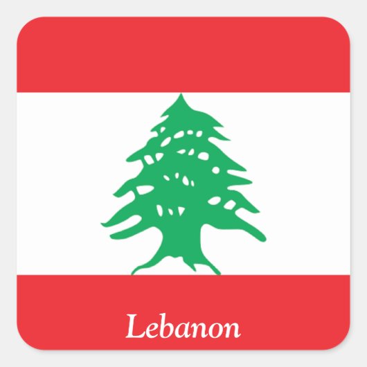 Vlag van Libanon Vierkante Sticker (Voorkant)