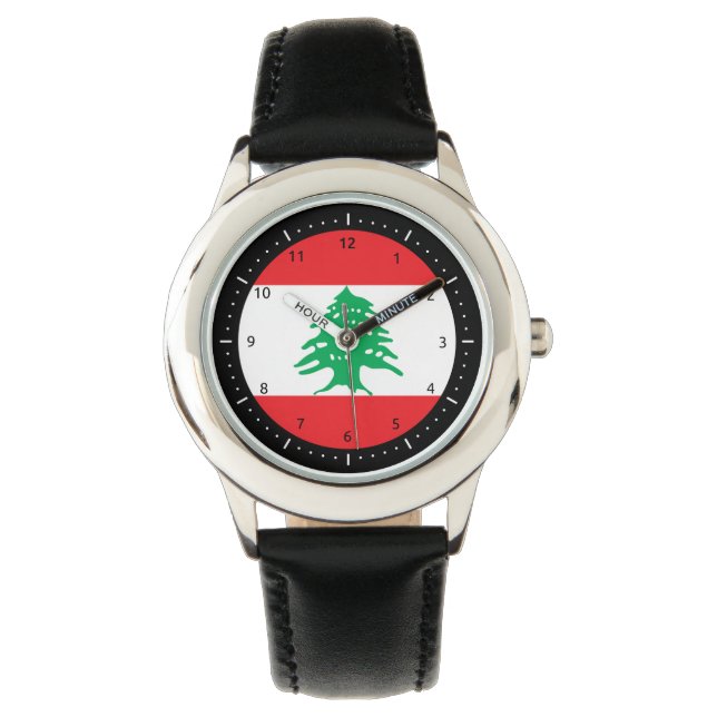 Vlag van Libanon Watch Horloge (Voorkant)