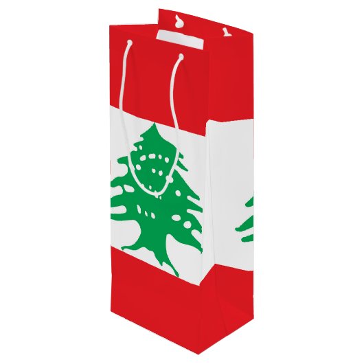 Vlag van Libanon Wijn Cadeautas (Achterkant Gekanteld)