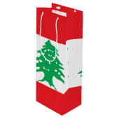 Vlag van Libanon Wijn Cadeautas (Voorkant Gekanteld)