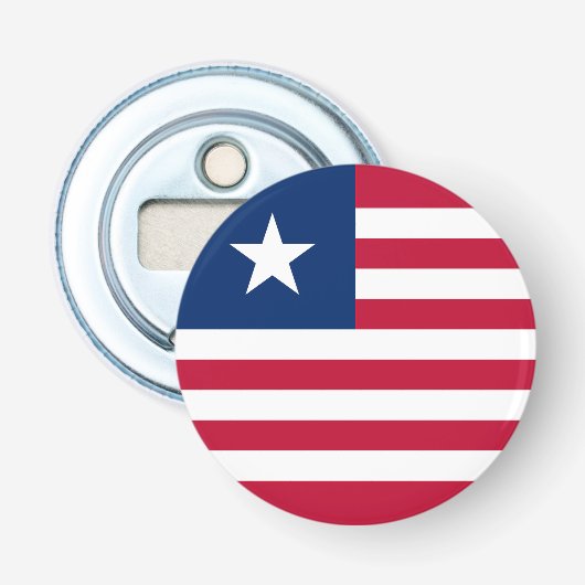 Vlag van Liberia Button Flesopener (Voorkant)
