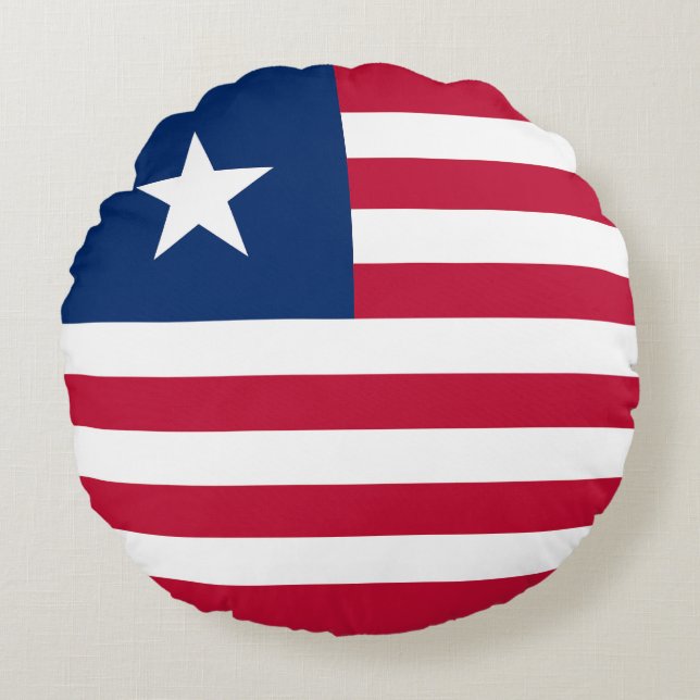 Vlag van Liberia Rond Kussen (Voorkant)