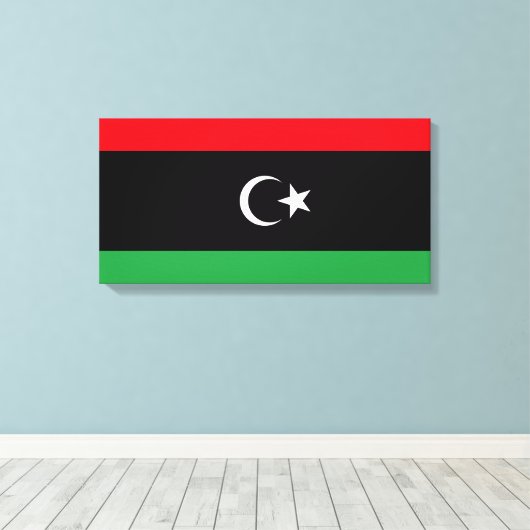 Vlag van Libië Canvas Afdruk (Insitu (Houten vloer))