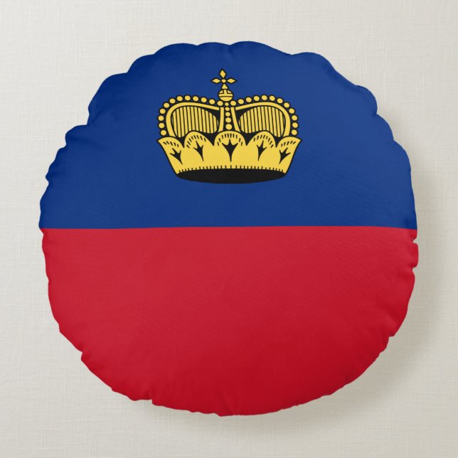 Vlag van Liechtenstein Rond Kussen (Voorkant)