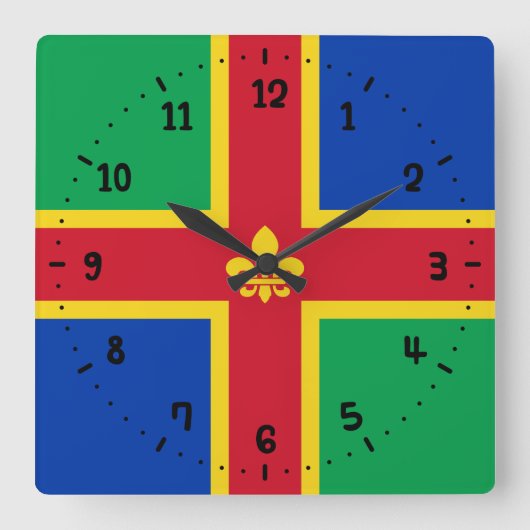 Vlag van Lincolnshire Square Wall Clock Vierkante Klok (Voorkant)