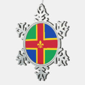Vlag van Lincolnshire Tin Sneeuwvlok Ornament (Rechts)