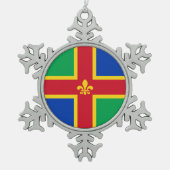 Vlag van Lincolnshire Tin Sneeuwvlok Ornament (Voorkant)